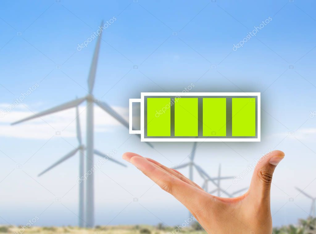 battery full with eolic energy