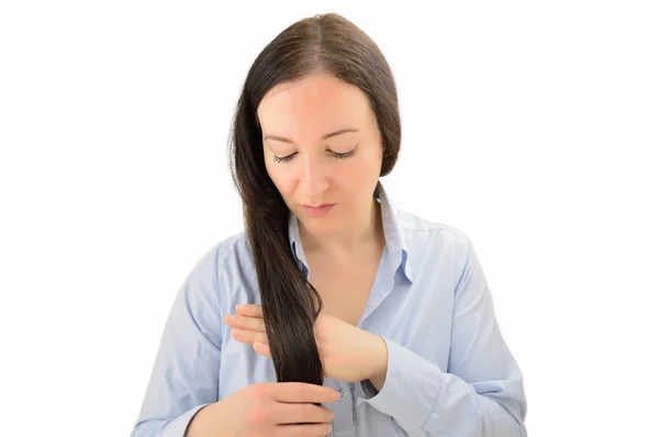 Checking the health of my hair — Stock Photo, Image