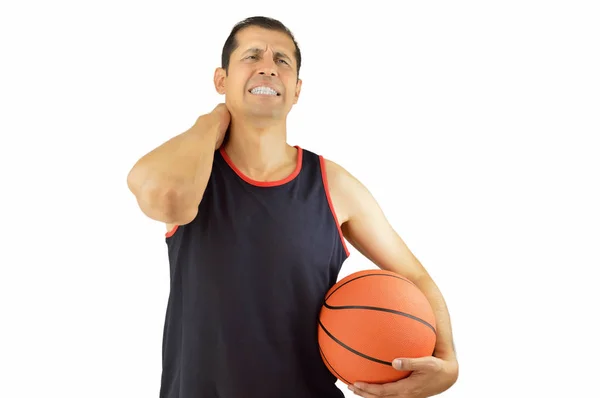 Jogador de basquete com pescoço ferido — Fotografia de Stock