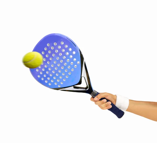 Hitting the ball with paddle racquet — Stock Photo, Image
