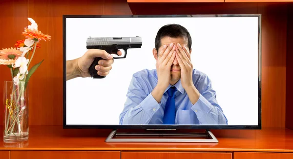 Násilí v televizi — Stock fotografie