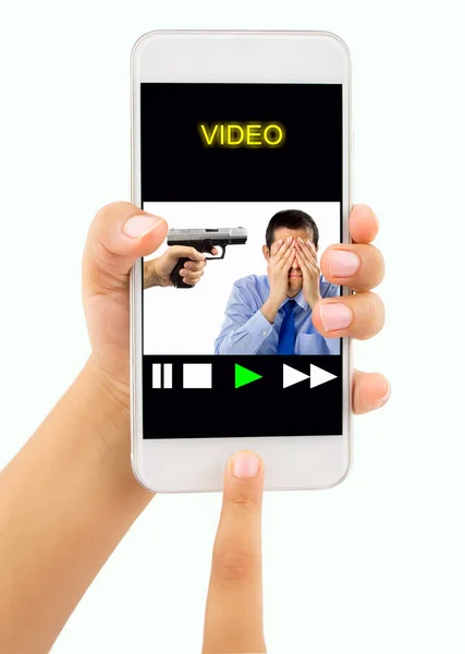 Violence show on the smart phone — Stock Photo, Image