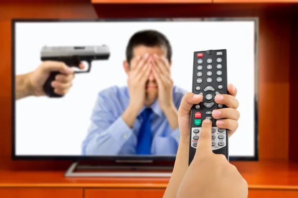 Spettacolo di violenza in televisione per bambini — Foto Stock