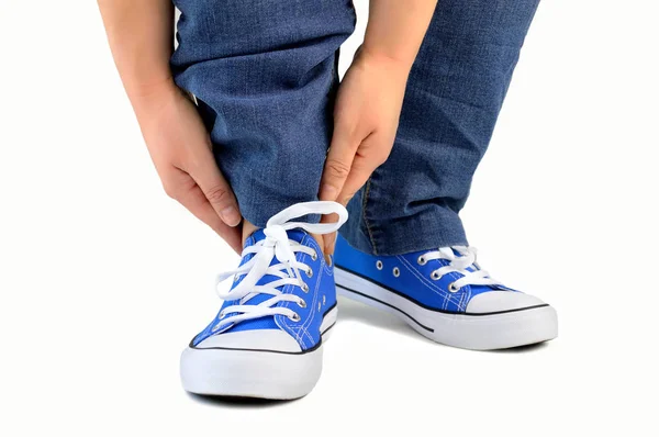 Teenager with pain in foot — Stock Photo, Image