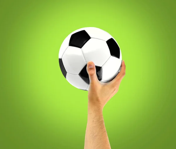 Drží fotbalový míč — Stock fotografie