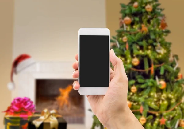 Smartphone in xmas — Stock Photo, Image