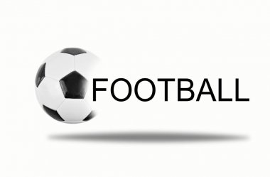 Beyaz bir arka plan karşı kelime futbol futbol topu