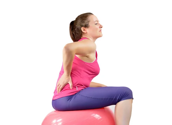 Backache practicing pilates — Stock Photo, Image