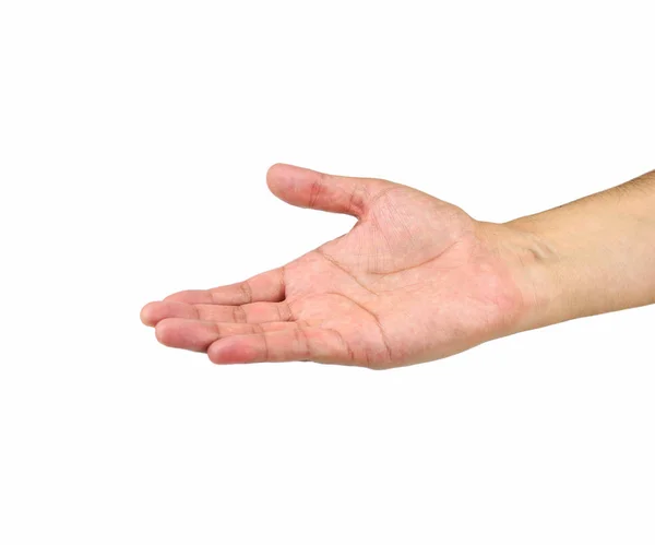 Male Hand Showing Something White Background Clipping Path — Stock Photo, Image