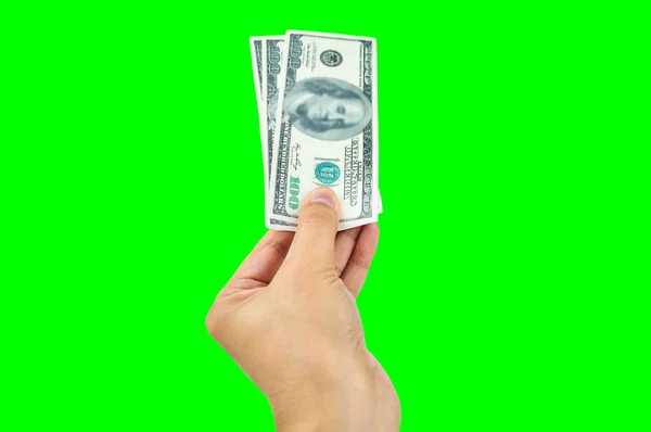 Handen meer dan honderd dollar bill — Stockfoto