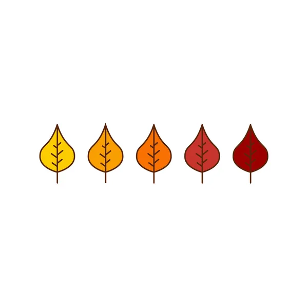 Vettore autunno betulla lascia icone — Vettoriale Stock