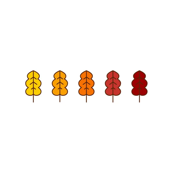 Vector oak autumn leaves icons — Stock Vector