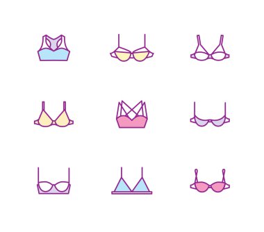 Vektör bayanlar sutyen Icons set