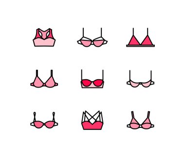 Vektör bayanlar sutyen Icons set
