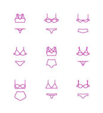 Vektör seksi bayanlar iç çamaşırı hat sanat tasarımları