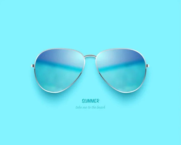 Vector playa mar y cielo reflejo gafas de sol — Vector de stock