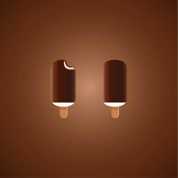 Cioccolato e gelato alla vaniglia si apre su sfondo marrone — Vettoriale Stock