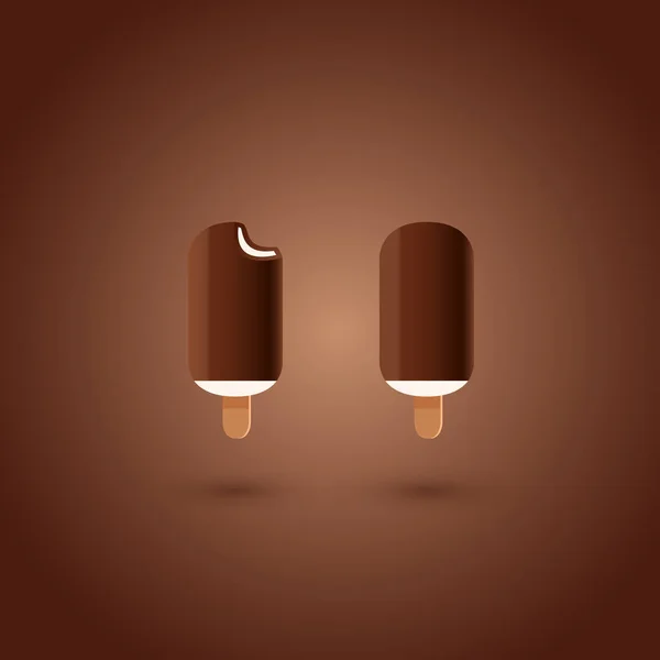 Chocolat et crème glacée vanille éclate sur fond brun — Image vectorielle