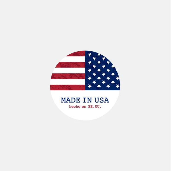 Grunge hecho en USA sello con bandera — Vector de stock