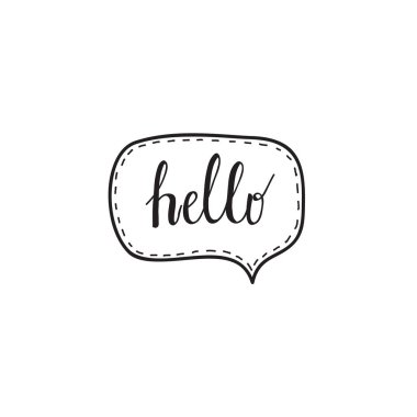 Merhaba el bir konuşma balonu kelime hat yazılmış