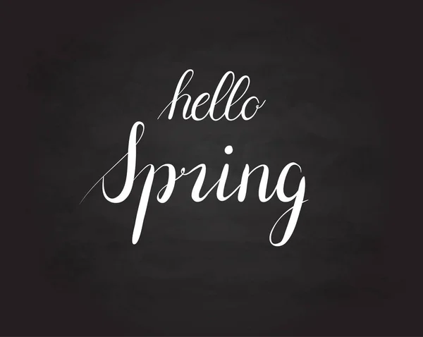 Hallo Spring Grunge Vintage Schriftzug auf einer Tafel — Stockvektor