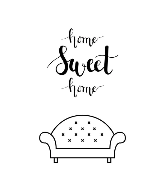 Home Sweet Home Schriftzug im Wohnzimmer — Stockvektor