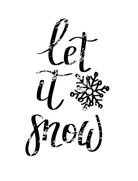 Lasciate che neve grunge vector lettering design di Natale — Vettoriale Stock