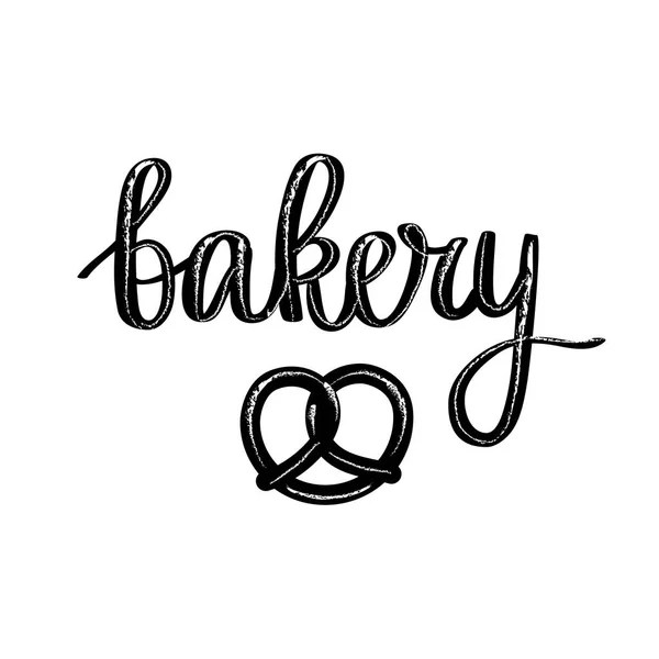 Retro panadería caligrafía pretzel — Vector de stock