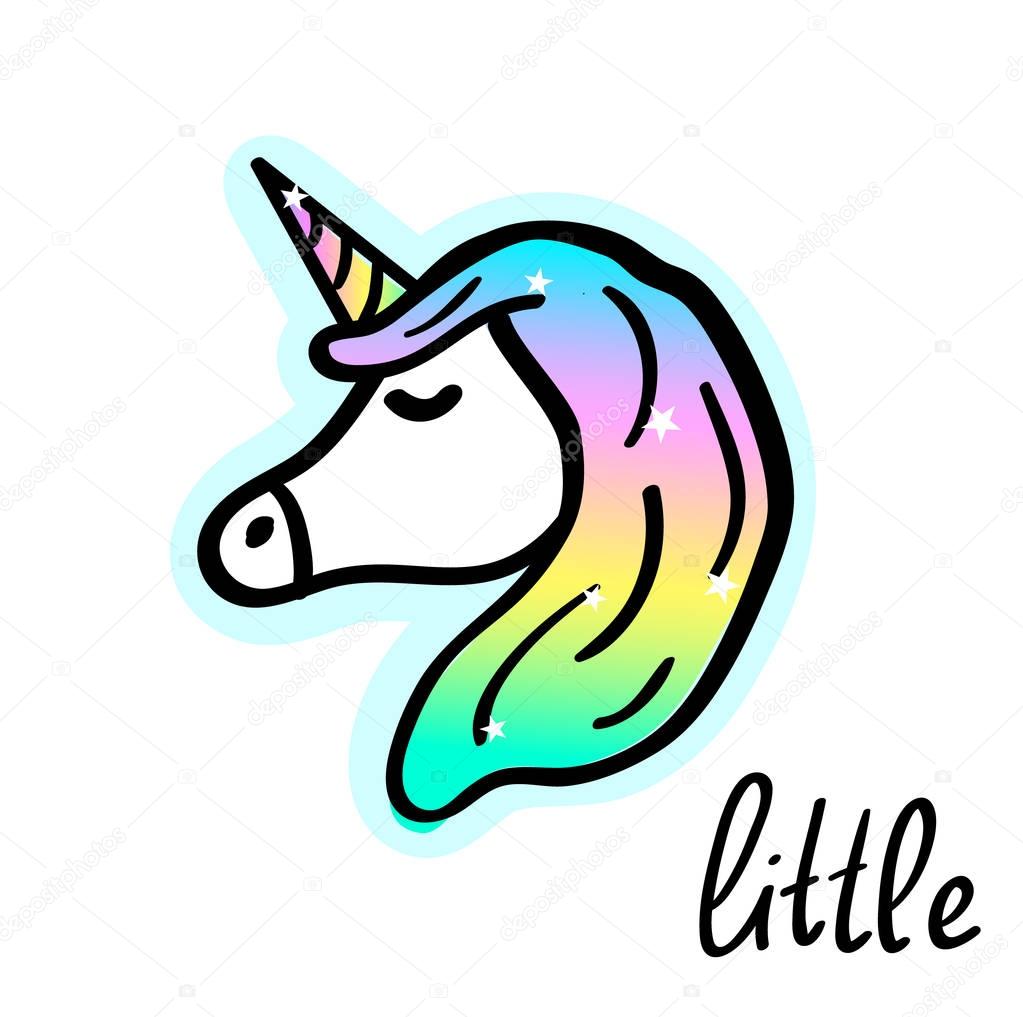 Little unicorn cartoon drawing