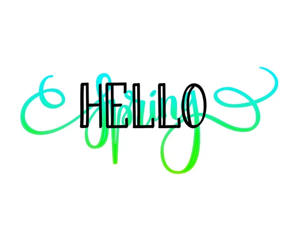 Hello Spring vector lettering design layout. Seasonal greetings, happy time — Stock Vector