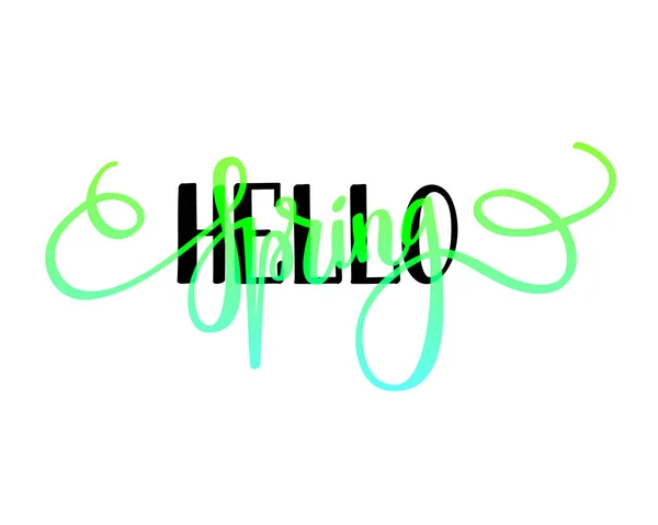 Hello Spring vector lettering design layout. Seasonal greetings, happy time — Stock Vector