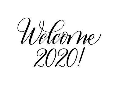 Hoş geldiniz 2020 yeni yıl vektör kaligrafisi