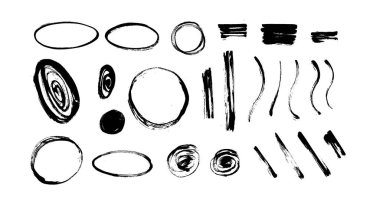 Oklar grunge doodle yazma dizaynı setini daire içine alır