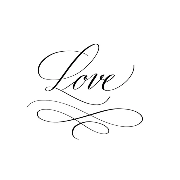 Amor vector pluma tinta caligrafía romance diseño — Archivo Imágenes Vectoriales