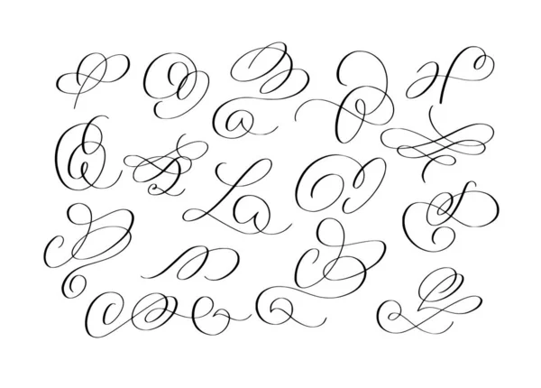 Vector doodle divertido cepillo caligrafía florecer conjunto — Vector de stock