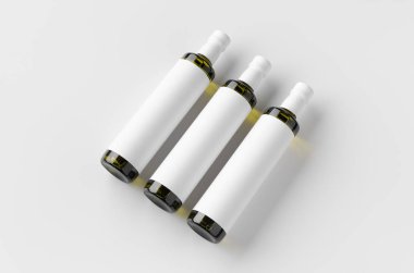 Zeytin, ayçiçeği, susam yağı şişesi maketi. Boş etiket.