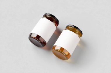 Boş etiketli bal kavanozları. İki farklı renk..