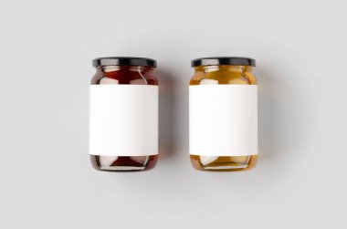 Honey jars mockup with blank label. Two different colors. clipart