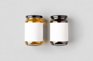 Honey jars mockup with blank label. Two different colors. clipart