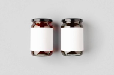 Boş etiketli bal kavanozları. İki farklı renk..