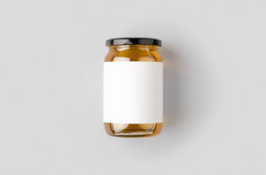 Honey jar mockup with blank label. clipart