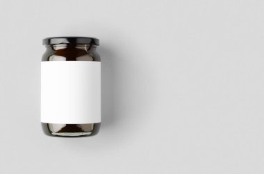 Boş etiketli ve kopyalanmış bal kavanozu maketi.