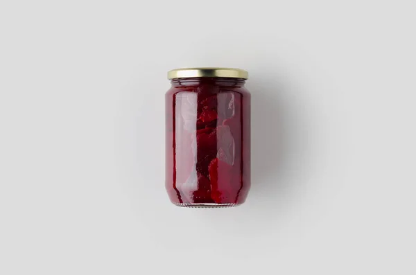 Pickled Beets Jar Mockup Top View — Stock Photo, Image