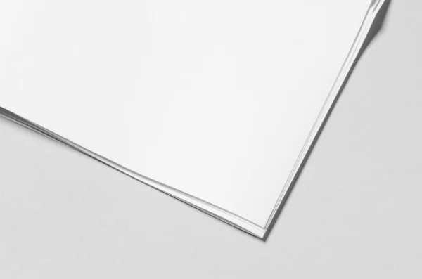 Blank Newspaper Mockup Grey Backgound Closeup — Stock Photo, Image