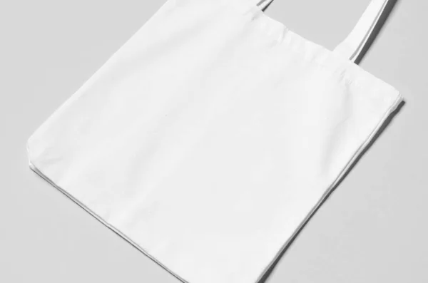 Weiße Tasche Attrappe Auf Grauem Hintergrund — Stockfoto
