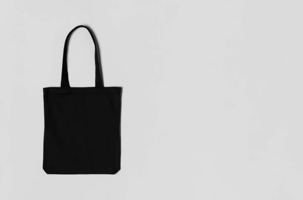 Sac Cabas Noir Maquette Sur Fond Gris Avec Copyspace — Photo