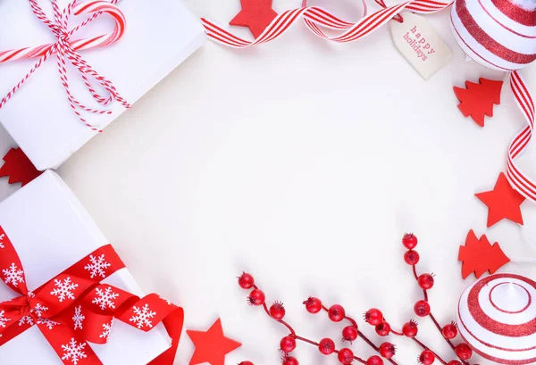 Festlig rødt og hvitt tema Julehøytidsbakgrunn – stockfoto