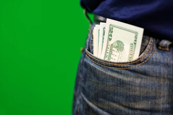 USA contanti in tasca jeans — Foto Stock