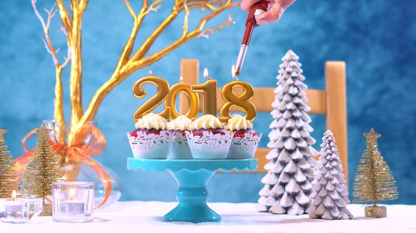 Feliz Ano Novo 2018 cupcakes — Fotografia de Stock