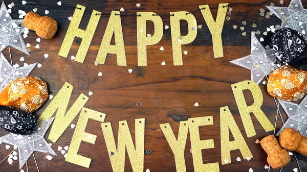 Happy New Year gold letters bunting — Stock Photo, Image